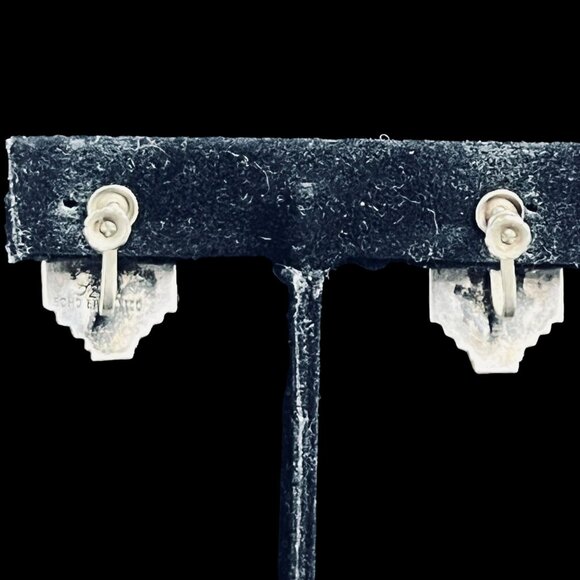 Vintage Hecho En Mexico Sterling Silver And Abalone Screw Back Earrings (5274) - Picture 3 of 6